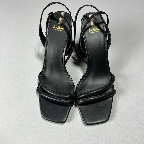 Sam Edelman Kia Leather Sculptural Heel Ankle Strap Sandals Women’s Black Sz 12 - Picture 3 of 10